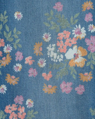 Girls Floral Denim Wide-Leg Jeans - Medium Wash