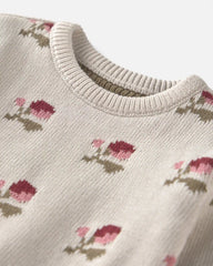 Baby Organic Cotton Sweater Knit Pullover in Wildflower Maize