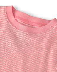 Girls 2-Piece Organic Cotton Ribbed Pyjama Set in Stripes