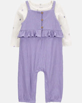 Baby Girl 2-Piece Long-Sleeve Tee & Coverall Set - Purple