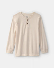 Boys Long-Sleeve Henley T-Shirt - Cream
