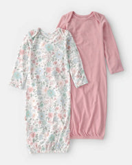 Baby Girl 2-Pack Butterfly Garden PurelySoft Sleeper Gowns - Pink