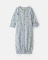 Baby Boy Train Long-Sleeve Sleeper Gown - Blue