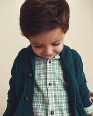 Toddler Boy Plaid Flannel Button-Down Shirt - Green/White