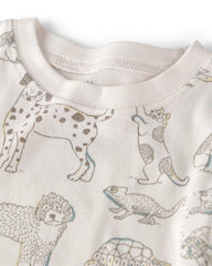 Kids 2-Piece Organic Cotton Ribbed Pajama Set in Pet Print