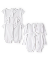Baby 9-Pack Short Sleeve & Long Sleeve Cotton Bodysuits - White