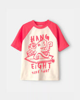 Boys Octopus Short-Sleeve Rashguard - Red/Cream