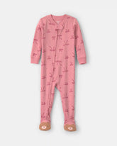 Toddler Girl 1-Piece Bows 100% Cotton Snug Fit Footed Pajama - Pink
