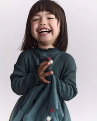 Toddler Girl Tree Pom Pom Long-Sleeve Tutu Dress - Dark Green