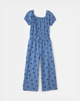 Girls Floral Jumpsuit - Blue