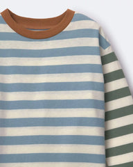 Toddler Long-Sleeve Relaxed Tee in Stripes - Blue/Olive