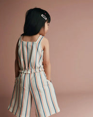 Toddler Girl Wide-Leg Capri Pant in Stripes - Cream