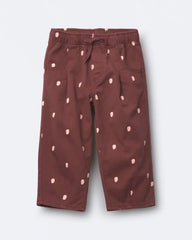 Toddler Girl Pleated Pants in Polka Dots - Burgundy