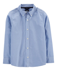 Boys Long Sleeve Button-Front Uniform Shirt - Blue