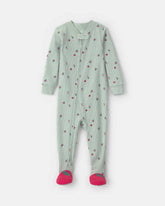 Toddler Girl 1-Piece Apple Thermal Snug Fit Footed Pajama - Green