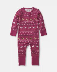 Baby Fair Isle PurelySoft™ 2-Way Zip Sleep & Play Pajamas - Burgundy