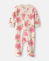 Baby Girl Floral 2-Way Zip Sleep & Play Pajamas - Cream