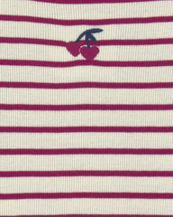 Toddler Girl Cherry Striped Rib Top - Burgundy/Cream