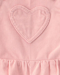 Baby Girl 2-Piece Heart Corduroy Overall Set - Pink
