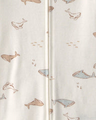 Toddler Whale 100% Cotton 1-Piece Romper Pajama - Ivory