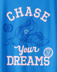 Girls Track Short-Sleeve Graphic Tee - Blue