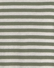 Girls Striped Long-Sleeve Rib Top - Green/White