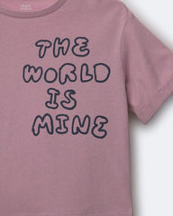Toddler 'The World Is Mine' Rolled Cuff Tee - Mauve