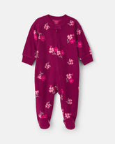 Baby Girl Floral Fleece 2-Way Zip Sleep & Play Pajamas - Purple