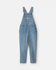 Girls Alphabet Denim Overalls - Light Wash