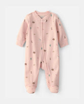 Baby Girl Western 100% Cotton 2-Way Zip Sleep & Play Pajamas - Pink