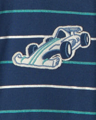 Baby Boy 3-Pack Racecar 100% Cotton 1-Piece Pajama Sets - Green/Blue/Cream