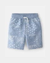 Boys Bandana Floral Swim Trunks - Blue