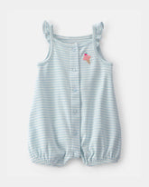 Baby Girl Striped Ice Cream Romper - Blue/White