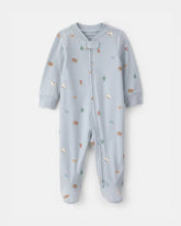 Baby Western 100% Cotton 2-Way Zip Sleep & Play Pajamas - Blue