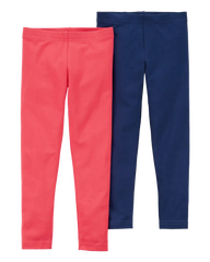 Baby 2-Pack Red & Navy Cotton Stretch Leggings