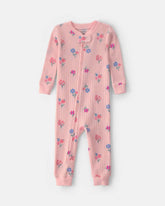 Baby Girl 1-Piece Floral Thermal Waffle Knit Pyjama - Pink