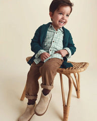 Toddler Boy Plaid Flannel Button-Down Shirt - Green/White