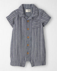 Baby Organic Cotton Gauze Romper in Stripes