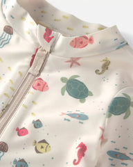Baby Girl Recycled Rashguard Swimsuit in Under the Sea