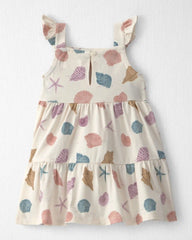 Baby Girl Organic Cotton Tiered Dress in Seashells