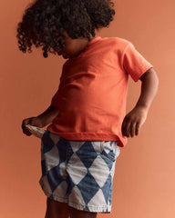 Toddler Boy Bermuda Shorts in Diamond Denim Print