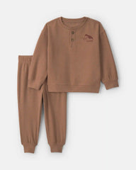 Baby Boy 2-Piece Long-Sleeve Top & Pant Set - Brown