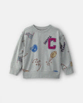Boys 'Captain' Athlete Pullover Sweatshirt - Grey