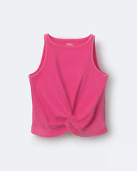 Toddler Girl Tie-Front Ribbed Tank - Hot Pink