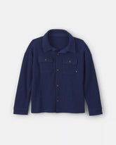 Boys Thermal Long-Sleeve Button-Down Shirt - Navy Blue