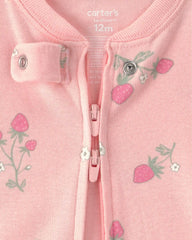 Baby Girl 2-Pack Strawberry Floral Snug Fit 1-Piece Pajama - Pink