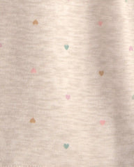Baby Girl Heart Fleece Drawstring Pants - Cream