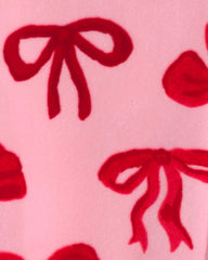 Toddler Girl 1-Piece Bows DreamPlush Snug Fit Footed Pajama - Pink