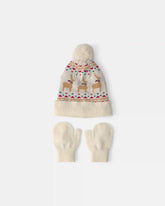 Toddler 2-Piece Fair Isle Christmas Beanie & Glove Set - Cream