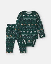 Baby 2-Piece Fair Isle PurelySoftâ„¢ Long-Sleeve Bodysuit & Pant Set - Green